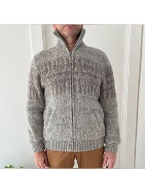 TUNDRA Vintage Zip Front Lined Knit Sweater Jacket Nordic Fuzzy Neutral Casual